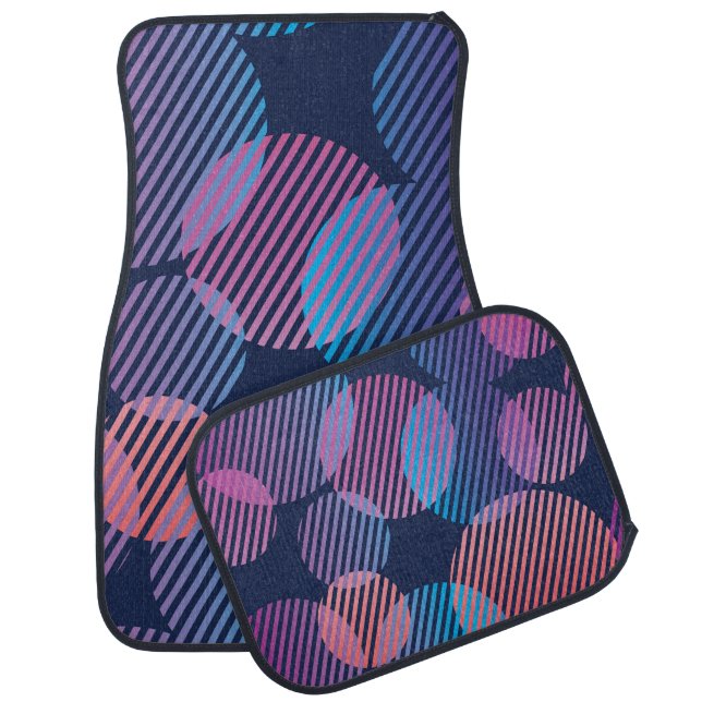 Tropical Geometry: Violet & Pink Night Design Car Floor Mat (Set)