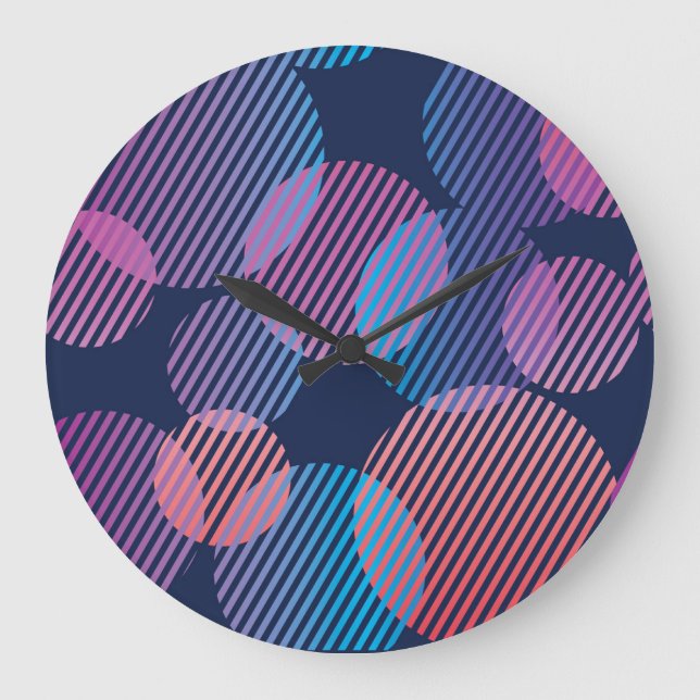Tropical Geometry: Violet & Pink Night Design Large Clock (Front)