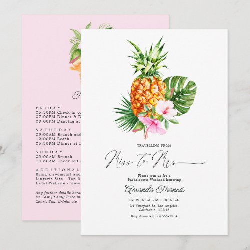 Tropical Getaway Miss to Mrs Bachelorette Weekend Invitation