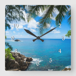 Tropical Getaway, scenic photograph, Square Wall Clock