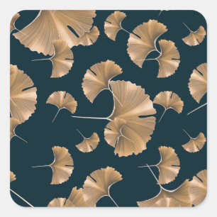 Tropical ginko palm leaves, Hawaiian pattern. Square Sticker