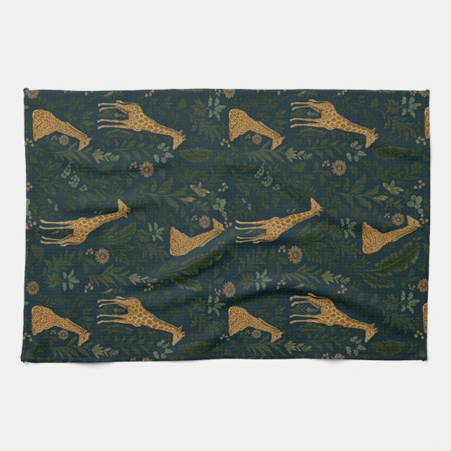 Tropical Giraffe Hangout Kitchen Towel (Horizontal)