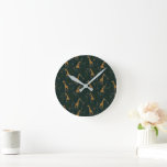Tropical Giraffe Hangout Round Clock
