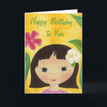 Tropical Girl Card<br><div class="desc">Cute birthday card for a girl who likes tropical islands and flowers,  especially Hawaii.</div>