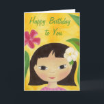 Tropical Girl Card<br><div class="desc">Cute birthday card for a girl who likes tropical islands and flowers,  especially Hawaii.</div>