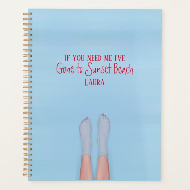 tropical Girl Personalized Cute Blue Lake Custom Planner (Front)