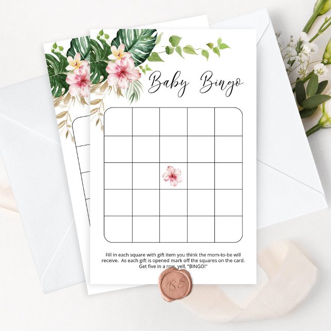 Tropical girl shower baby shower bingo game (Creator Uploaded)