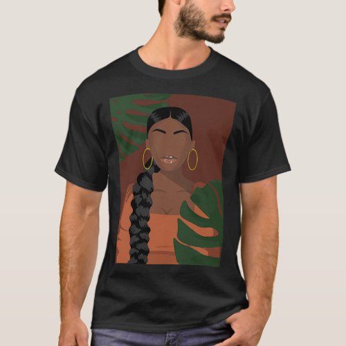 Tropical Girl With Braid T_Shirt