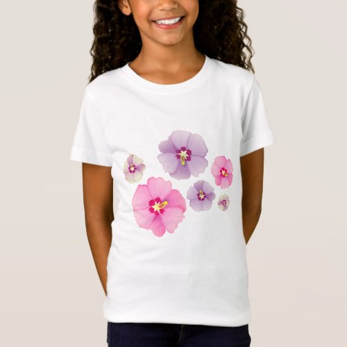 Tropical girls  pink and purple Hibiscus T_shirt