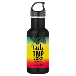 Tropical Girls Trip, Crown Year & Name Stainless Steel Water Bottle