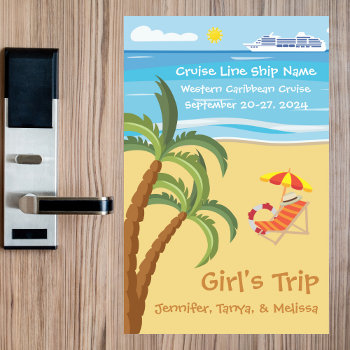 Tropical Girl's Trip Cruise Door Decoration Magnetic Dry Erase Sheet by EmilyJones at Zazzle