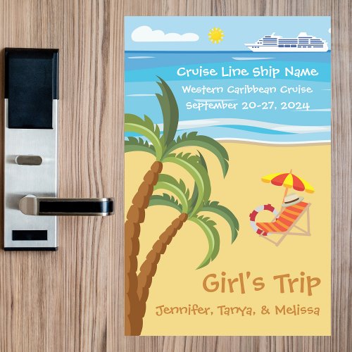 Tropical Girls Trip Cruise Door Decoration Magnetic Dry Erase Sheet