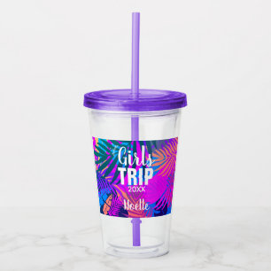 Tropical Girls Trip with Crown & Year Acrylic Tumbler