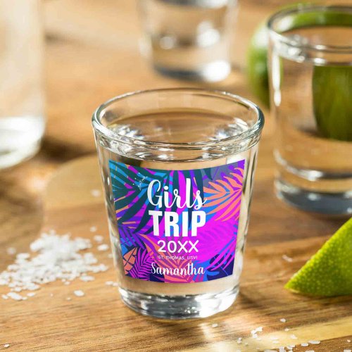 Tropical Girls Trip with Crown Year  Name Shot Glass