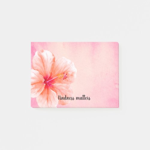 Tropical Girly Pink Peach Hibiscus Flower Post_it Notes