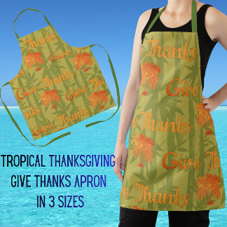 Tropical Give Thanks Thanksgiving Palm Apron