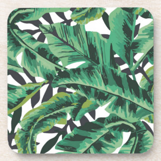 Tropical Glam Banana Leaf Pattern Beverage Coaster
