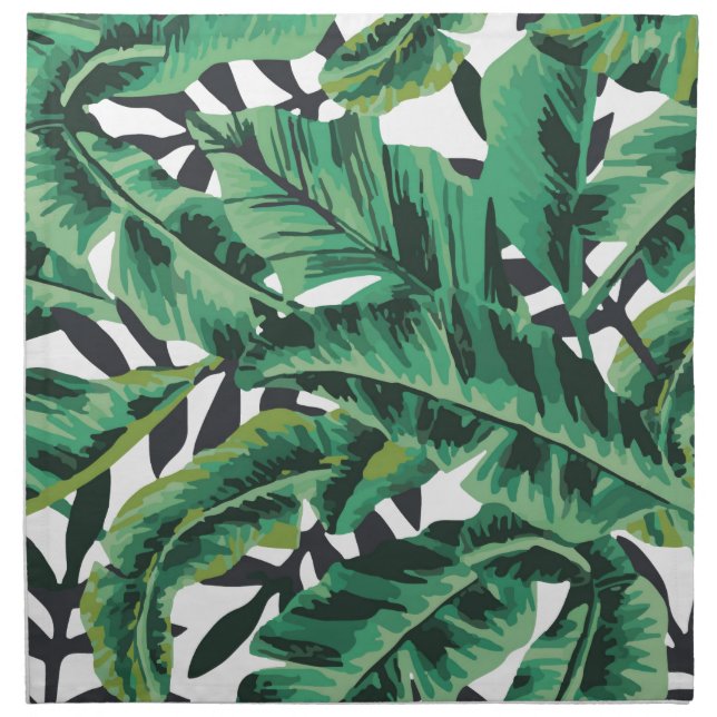 Tropical Glam Banana Leaf Pattern Cloth Napkin (Front)
