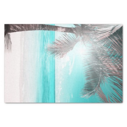 Tropical Glam Pink Aqua Blue Beach Palm Sweet 16 Tissue Paper