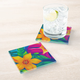 Tropical glass coasters