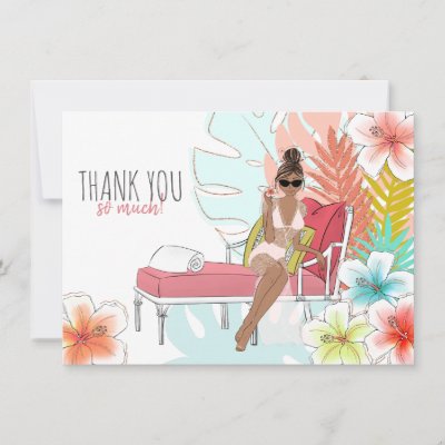 Tropical Glitter Bachelorette Party African Bride Thank You Card