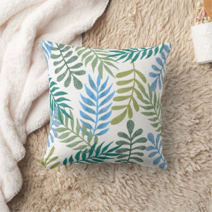 Tropical Glitter Leaf Pattern Throw Pillow