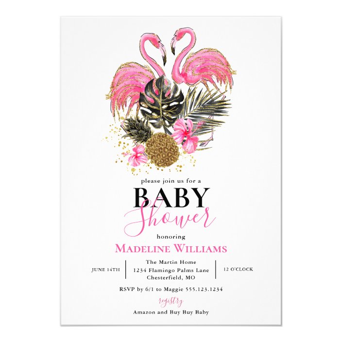 flamingo baby shower invitations