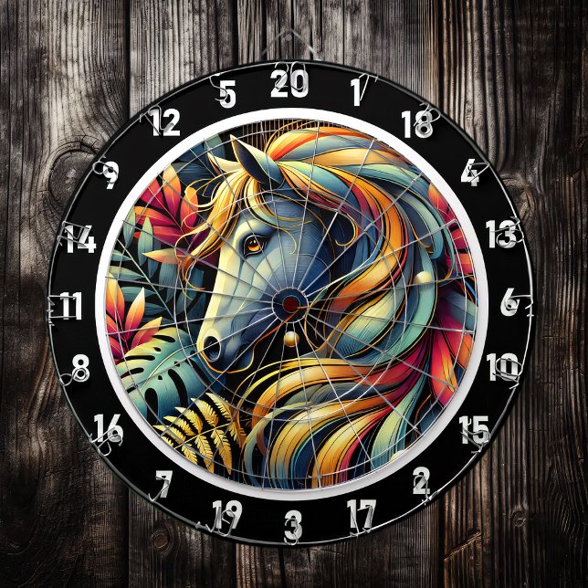 Tropical Glow Horse Room Statement Dart Board (Creator Uploaded)