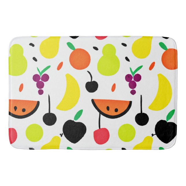Tropical Glow Neon Fruit Pattern Bath Mat (Front)