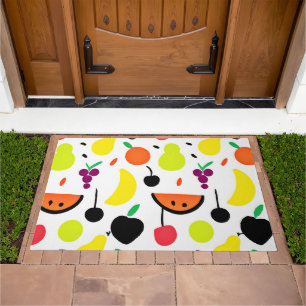 Tropical Glow Neon Fruit Pattern Doormat
