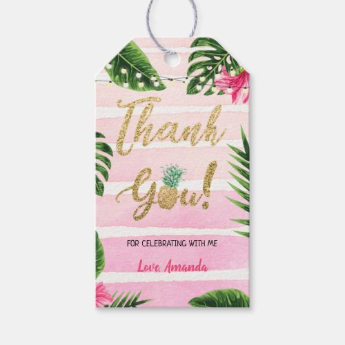 Tropical Gold Aloha Baby Shower Thank You Tag
