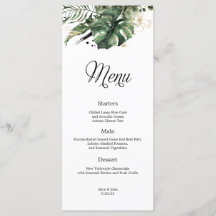Tropical Gold and Greenery Wedding Menu
