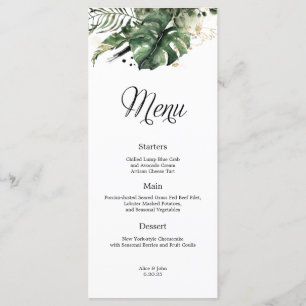 Tropical Gold and Greenery Wedding Menu
