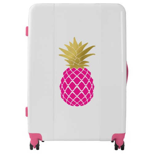 Tropical Gold and Pink Pineapple Luggage