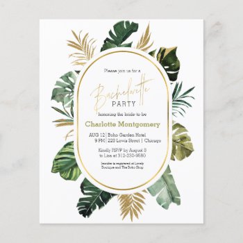 Tropical Gold Bachelorette Party Budget Invitation by LitleStarPaper at Zazzle
