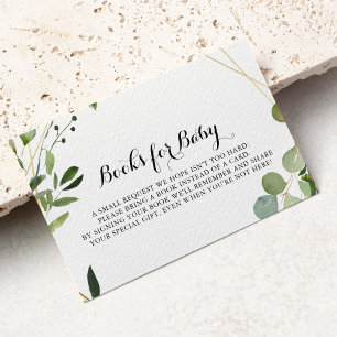 Tropical Gold Calligraphy Baby Shower Book Request Enclosure Card