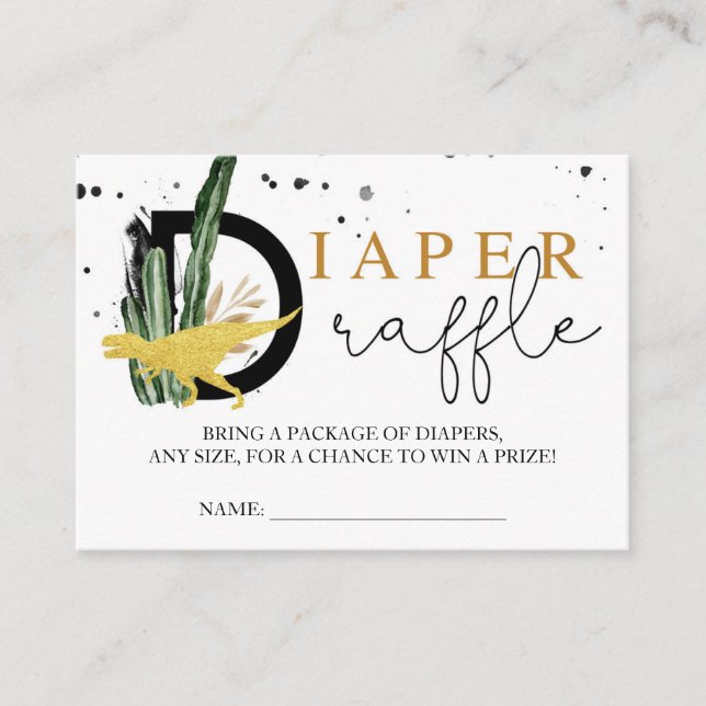 Tropical Gold Dinosaurs Diaper Raffle Insert (Front)