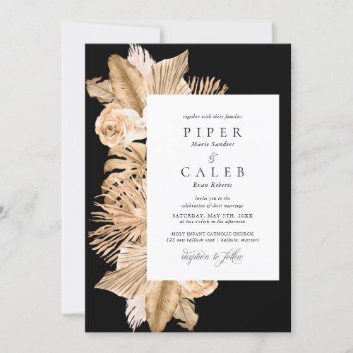 Tropical Gold Dried Grass Wedding Invitation