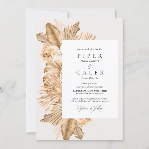 Tropical Gold Dried Grass Wedding Invitation