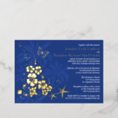Tropical Gold Foil Flowers, Butterflies Wedding Foil Invitation (Standing Front)