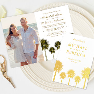 Tropical Gold Foil Palm Trees Wedding Invitation