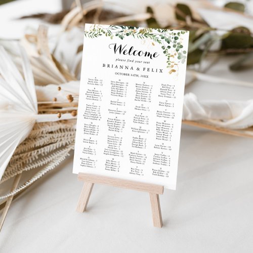 Tropical Gold Foliage Alphabetical Seating Chart