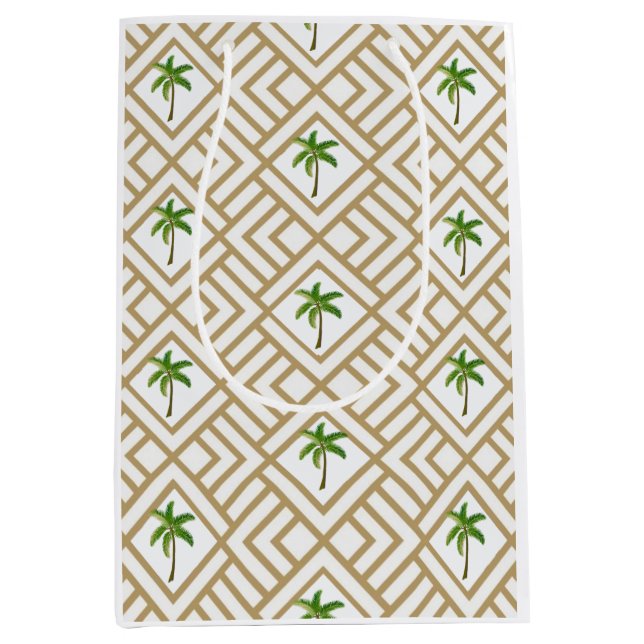 Tropical Gold Geometric Palm Tree Medium Gift Bag (Front)
