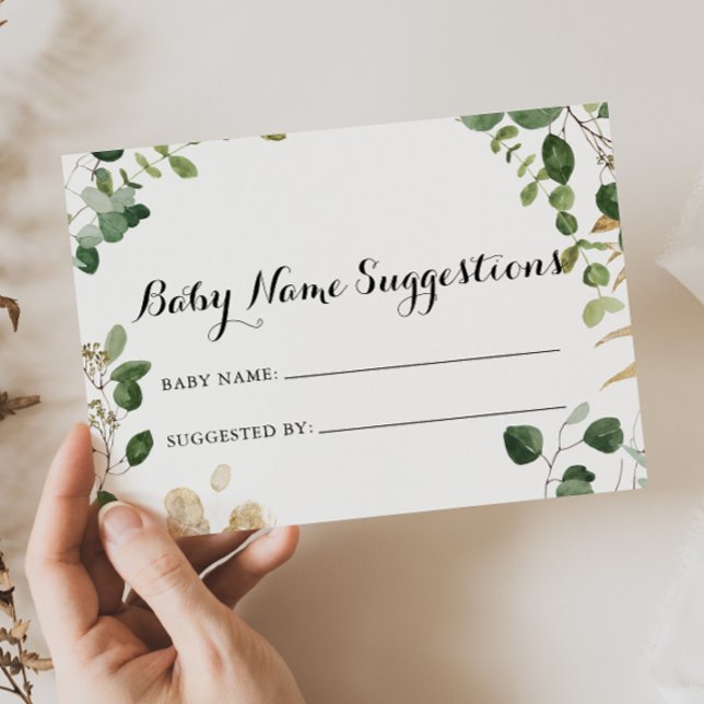 Tropical Gold Green Baby Name Suggestions Card (Creator Uploaded)