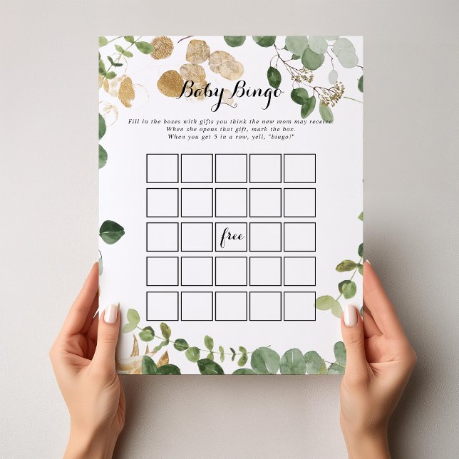 Tropical Gold Green Foliage Baby Bingo Shower Game (Creator Uploaded)