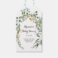 Tropical Gold Green Foliage Baby Shower Gift Tags