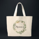 Tropical Gold Green Foliage Bridesmaid  Large Tote Bag<br><div class="desc">This tropical gold green foliage bridesmaid tote bag is the perfect wedding gift to present your bridesmaids and maid of honor for a rustic wedding. The design features beautifully hand-painted illustrated tropical summer gold and green foliage.</div>