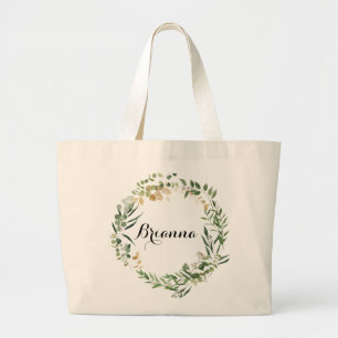 Tropical Gold Green Foliage Bridesmaid  Large Tote Bag