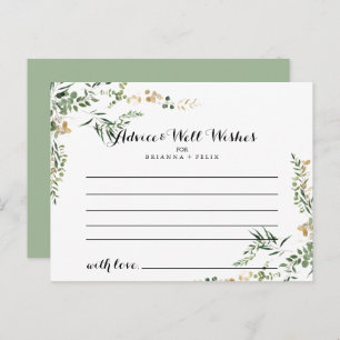Tropical Gold Green Foliage Wedding Advice Card