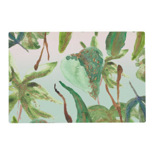 Tropical Gold Green Leaves Placemat